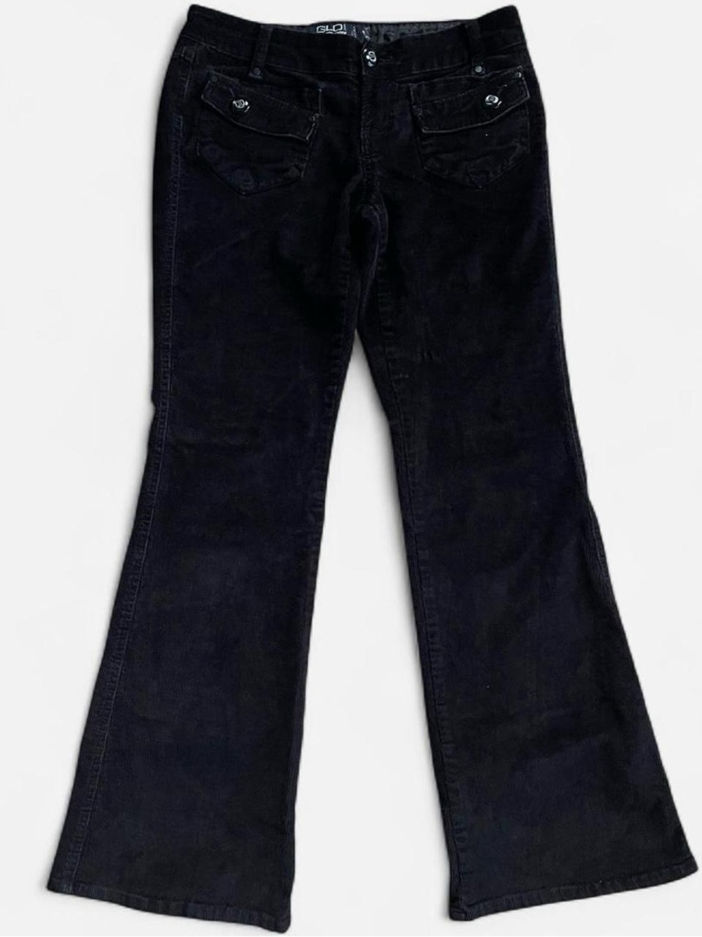 Y2K Glo Black Corduroy Low Rise Flare Jeans Juniors 3